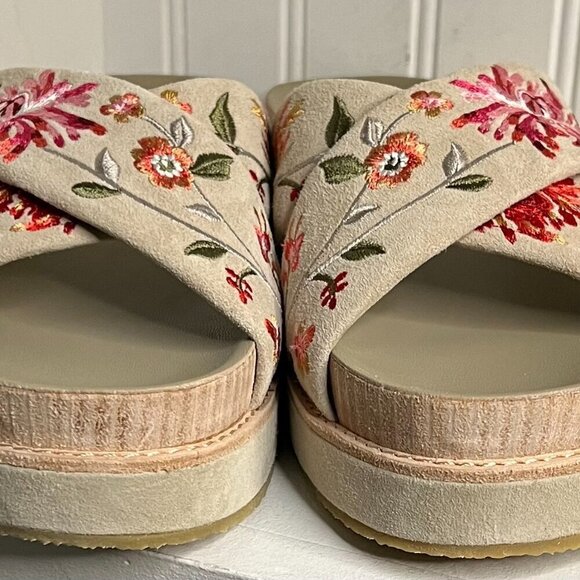 Johnny Was Viviana X Band Suede Slip On Sandal Boho Chic JWS3222 Size 8 - Picture 3 of 10